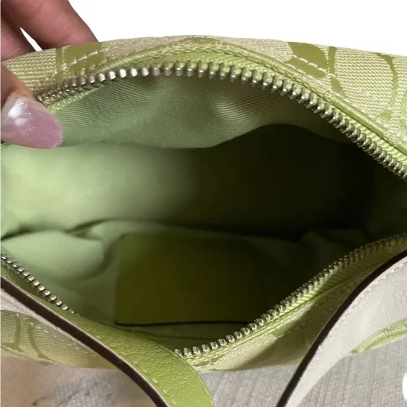 Coach lime green signature jacquard canvas & leather mini bag - Picture 6 of 8